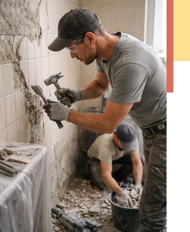 Демонтаж плитки со стен в Тейково от 924 руб. — быстро и недорого | ОТДЕЛОЧНИК-Ткв