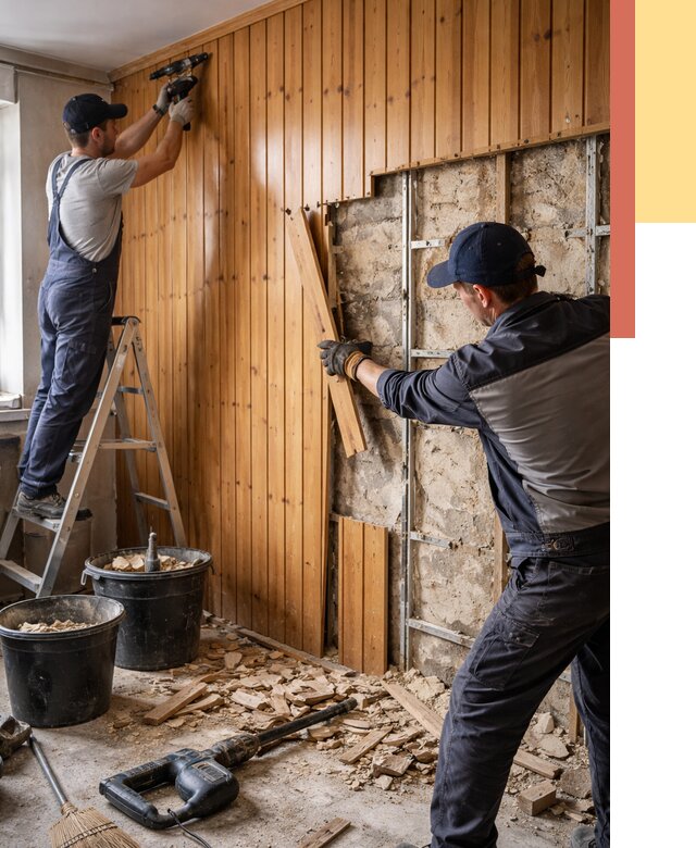 Демонтаж вагонки со стен в Тейково от 1577 руб. — снятие, удаление, срочно | ОТДЕЛОЧНИК-Ткв