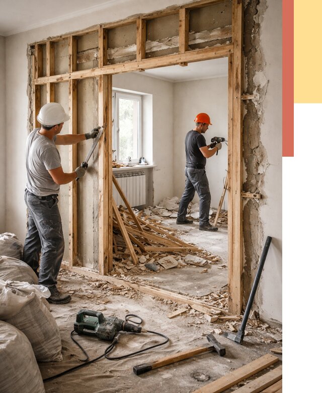 Демонтаж деревянных перегородок в Тейково от 3479 руб. — быстро и недорого | ОТДЕЛОЧНИК-Ткв