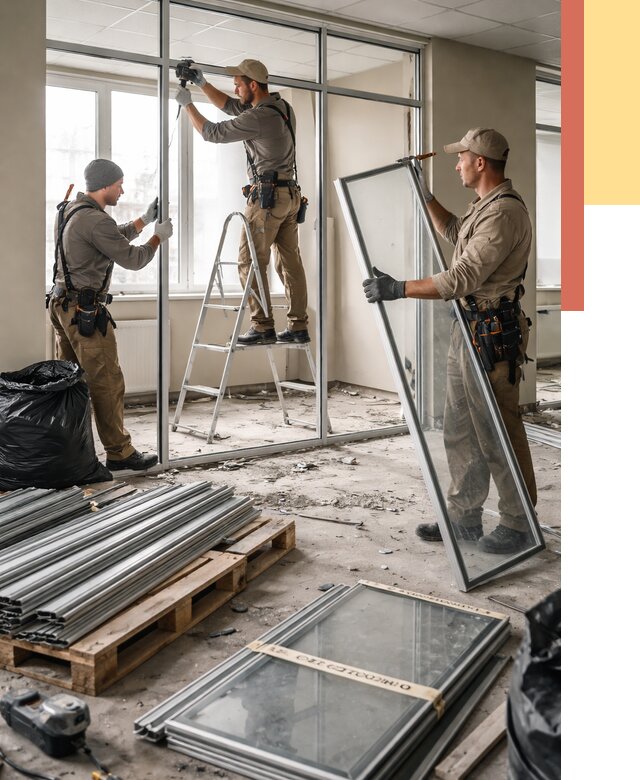 Демонтаж алюминиевых перегородок в Тейково от 4567 руб. — быстро и недорого | ОТДЕЛОЧНИК-Ткв