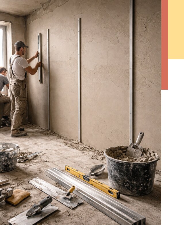 Штукатурка стен по маякам в Тейково от 5980 руб./м² — выравнивание под ключ | ОТДЕЛОЧНИК-Ткв