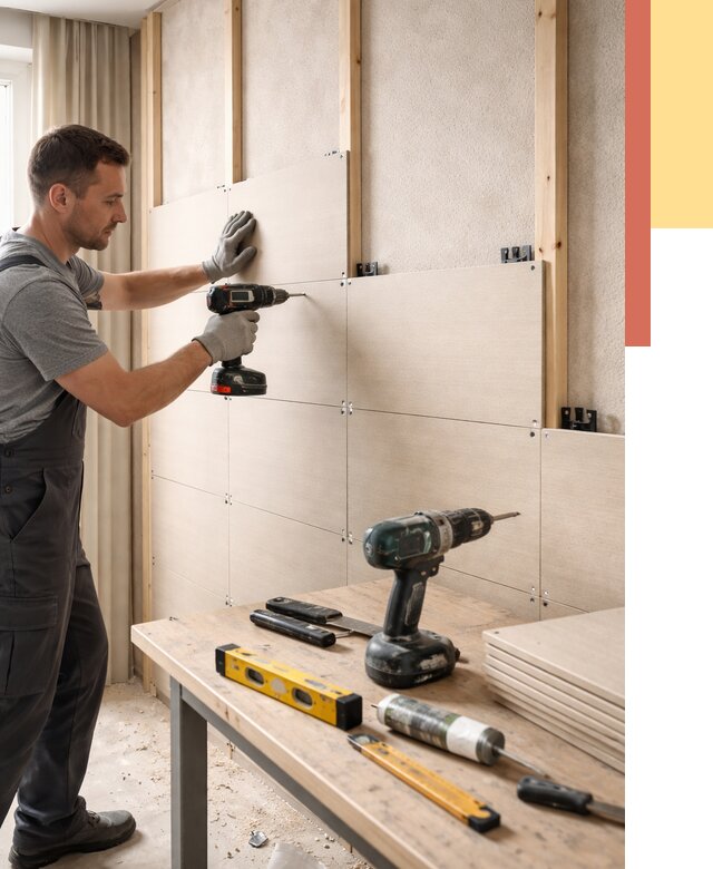 Монтаж МДФ панелей на стены в Тейково от 1359 руб. под ключ | ОТДЕЛОЧНИК-Ткв