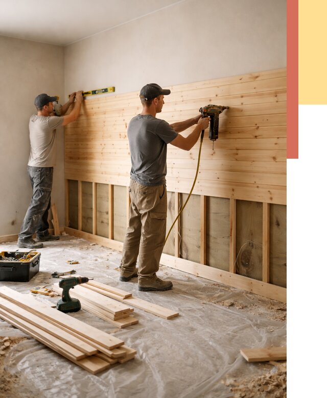 Монтаж деревянной вагонки на стены в Тейково от 8155 руб. | Услуги монтажа вагонки | ОТДЕЛОЧНИК-Ткв