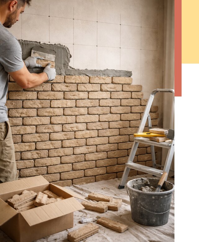 Монтаж декоративного кирпича в Тейково от 3479 руб./м² — быстро и недорого | ОТДЕЛОЧНИК-Ткв