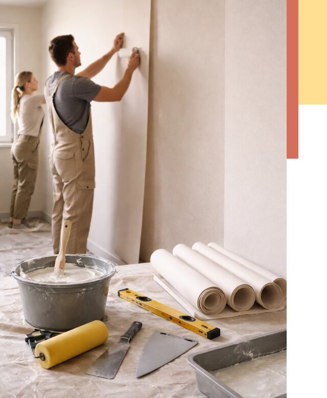 Поклейка бумажных обоев в Тейково от 5980 руб./м2 — быстро и недорого | ОТДЕЛОЧНИК-Ткв