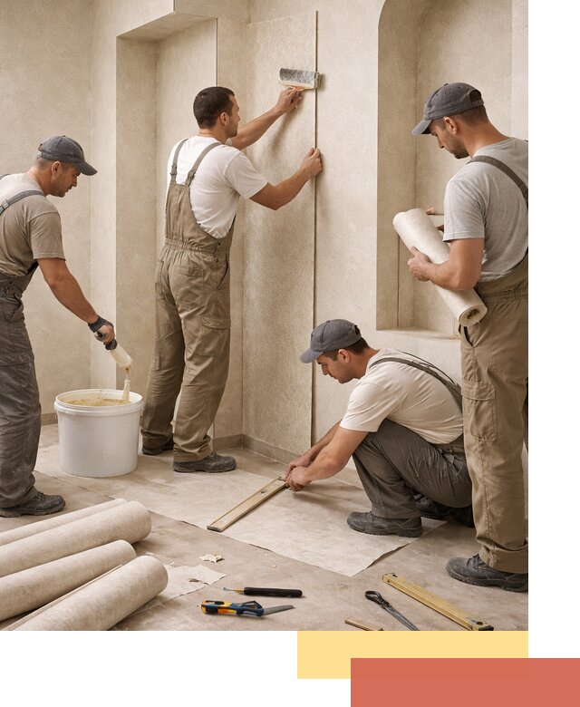 Поклейка обоев на сложные стены и неровные поверхности в Тейково