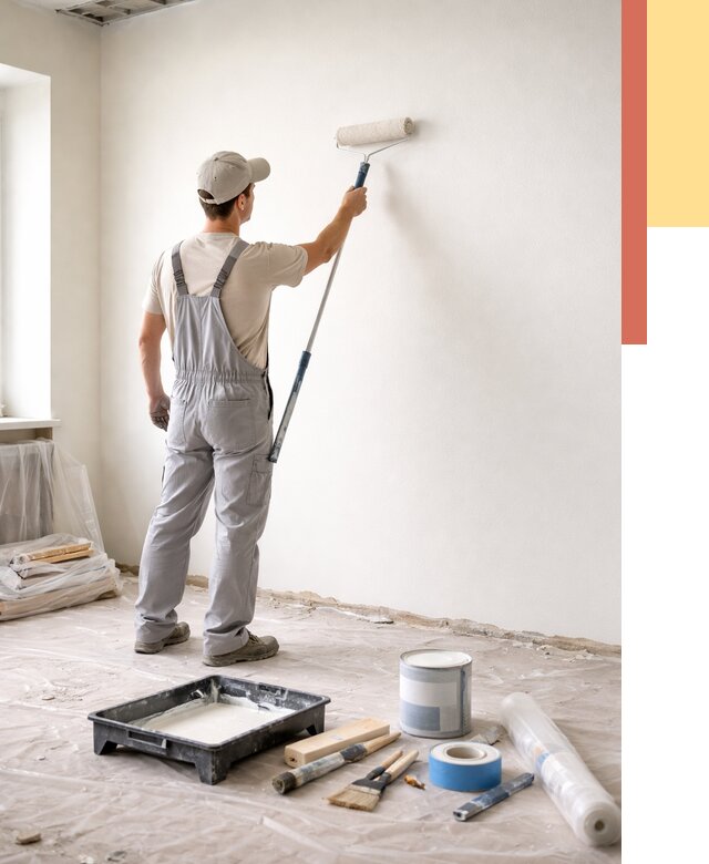 Покраска стен водоэмульсионной краской в Тейково от 489 руб. за м² | ОТДЕЛОЧНИК-Ткв