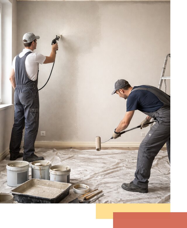 Покраска стен моющейся краской и защита поверхностей в Тейково