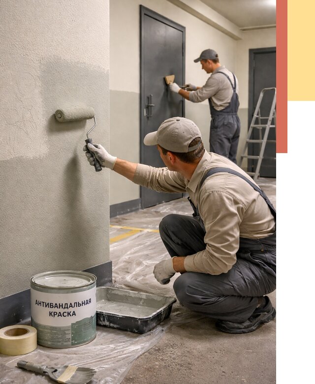 Покраска стен антивандальной краской в Тейково от 4893 руб./м² под ключ | ОТДЕЛОЧНИК-Ткв