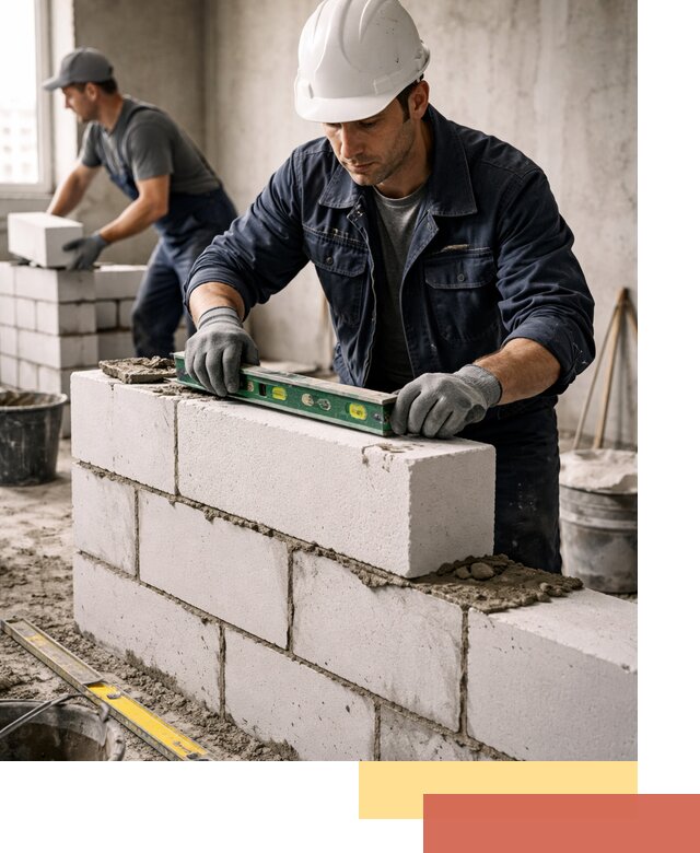 Кладка перегородок из пеноблока под ключ в Тейково