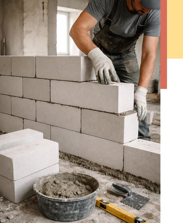 Кладка перегородок из силикатного блока в Тейково от 4349 руб. под ключ | ОТДЕЛОЧНИК-Ткв