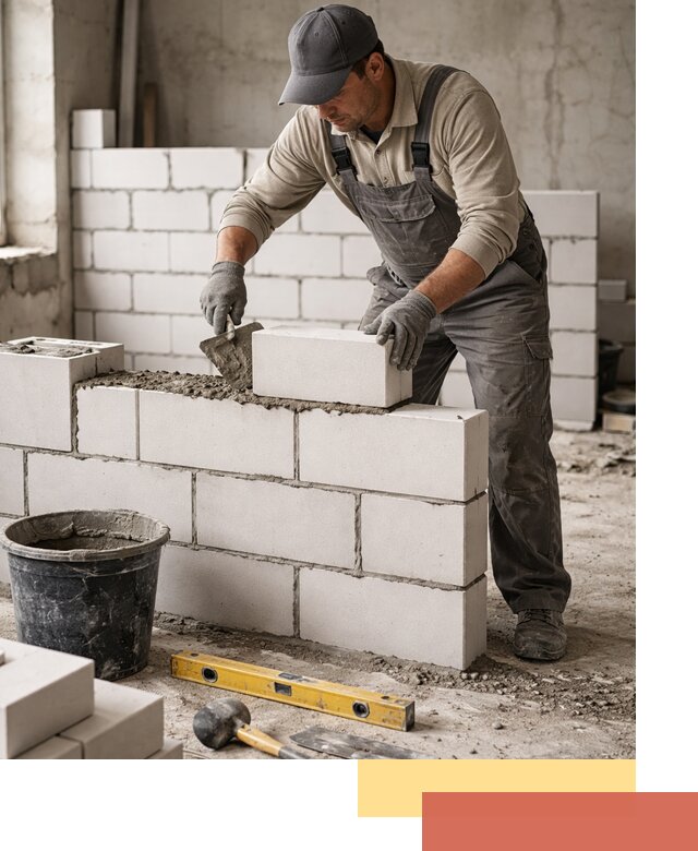 Кладка перегородок из силикатного блока в Тейково