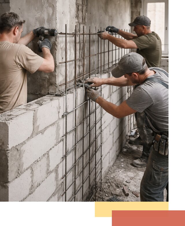 Армирование кладки перегородок в Тейково профессионально и надёжно