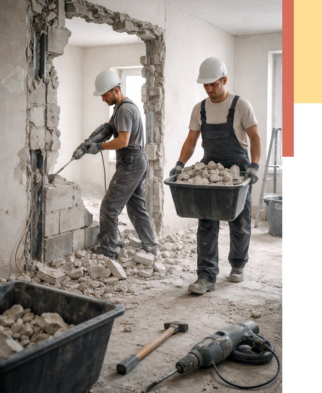 Демонтаж блоковых перегородок в Тейково от 4077 руб. — быстро и недорого | ОТДЕЛОЧНИК-Ткв