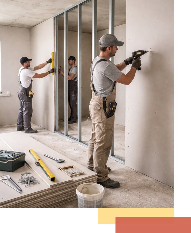 Однослойная перегородка из гипсокартона в Тейково под ключ, монтаж и отделка