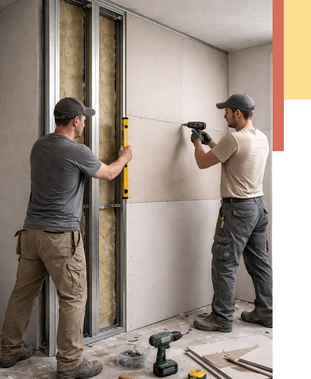 Монтаж двухслойной перегородки из гипсокартона в Тейково от 1577 руб. | ОТДЕЛОЧНИК-Ткв