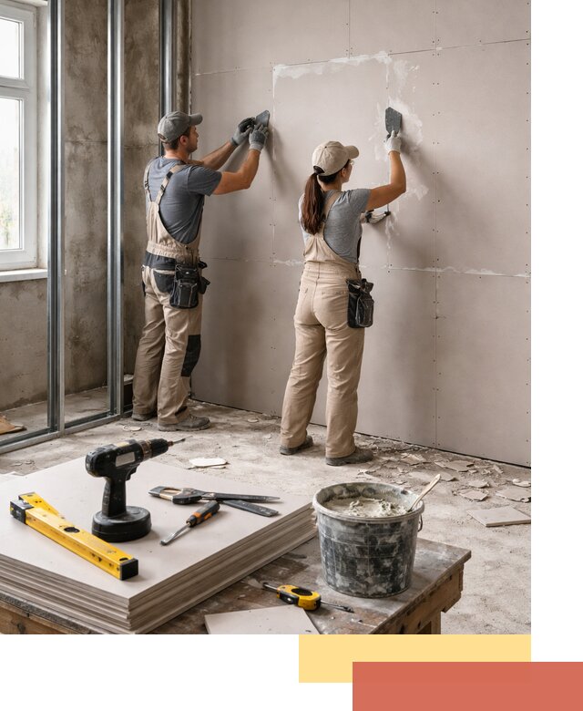 Монтаж двухслойной перегородки из гипсокартона в Тейково