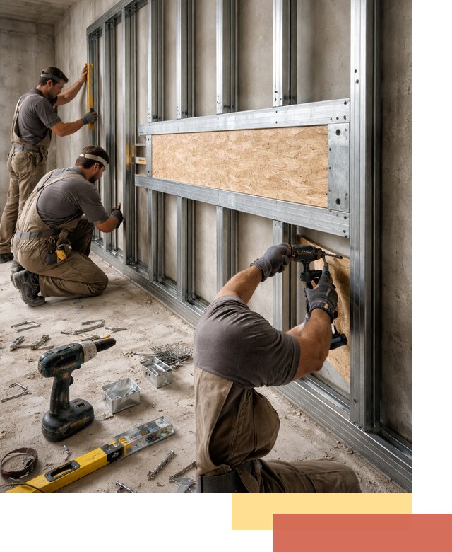 Усиленная перегородка для крепления тяжёлых конструкций в Тейково