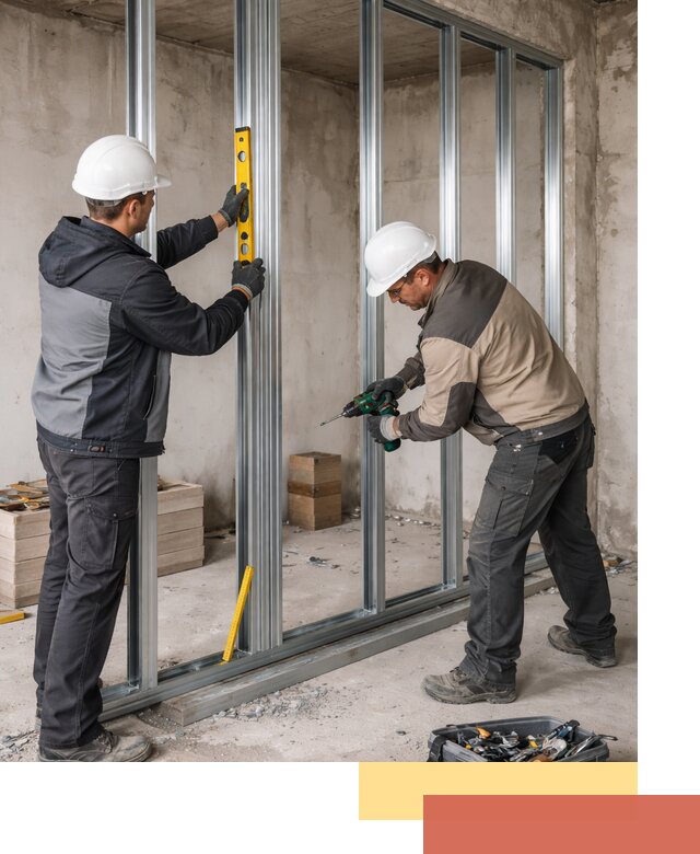 Монтаж каркаса перегородки из профиля в Тейково