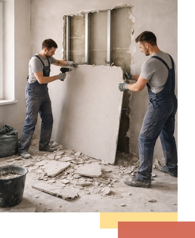 Демонтаж перегородки из гипсокартона в Тейково быстрый и аккуратный