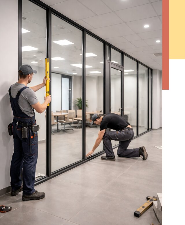 Каркасные стеклянные перегородки в Тейково под ключ от 10003 руб. | ОТДЕЛОЧНИК-Ткв