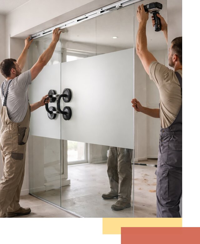 Матовые стеклянные перегородки под ключ в Тейково