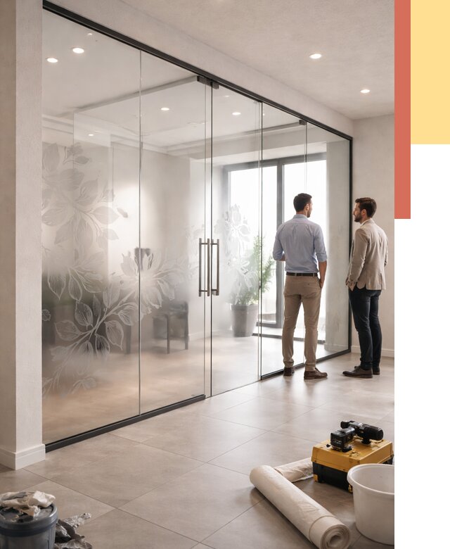 Стеклянные перегородки с рисунком в Тейково от 13591 руб. монтаж и нанесение | ОТДЕЛОЧНИК-Ткв