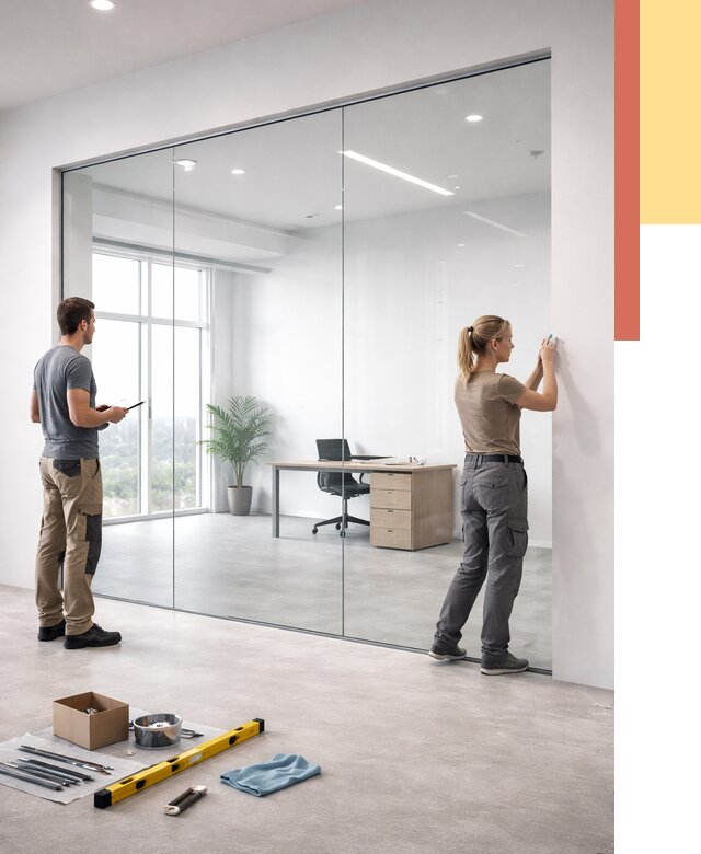 Перегородки из закаленного стекла в Тейково от 10329 руб. под ключ | ОТДЕЛОЧНИК-Ткв