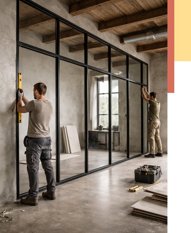 Стеклянные перегородки лофт в Тейково от 11417 руб. под ключ | ОТДЕЛОЧНИК-Ткв