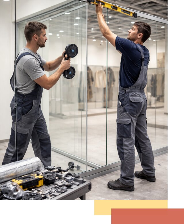 Стеклянные перегородки для магазинов в Тейково — монтаж и установка