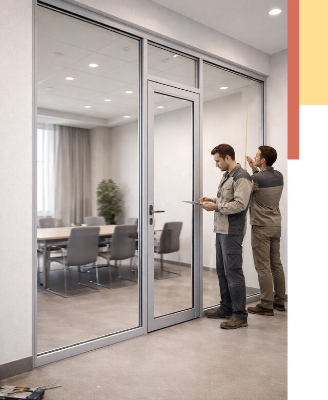 Установка и монтаж алюминиевых перегородок со стеклом в Тейково от 8916 руб. | ОТДЕЛОЧНИК-Ткв