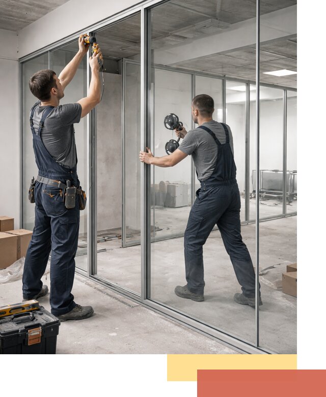 Алюминиевые перегородки со стеклом в Тейково — изготовление и монтаж