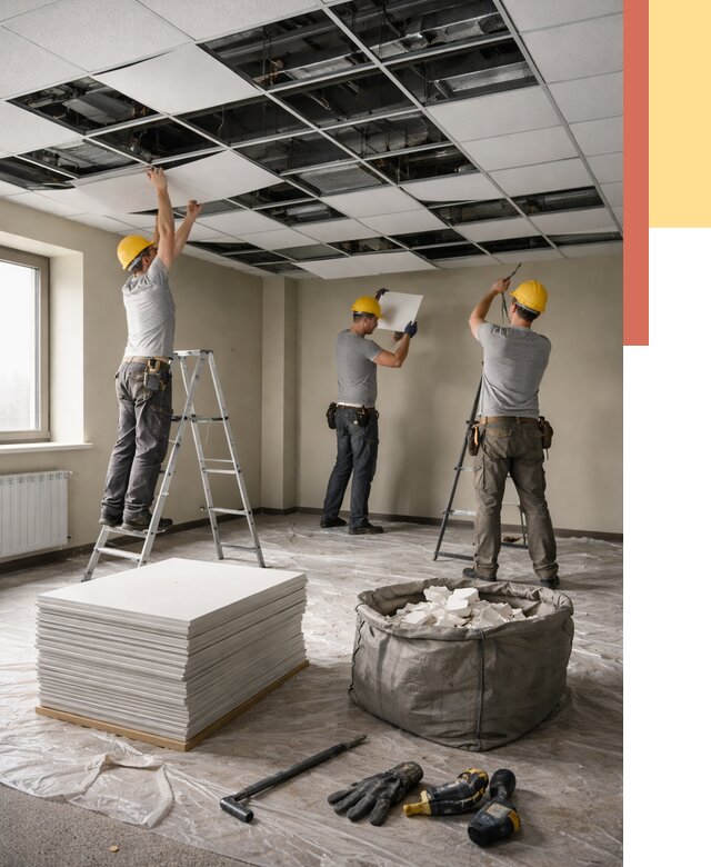 Демонтаж потолка Армстронг в Тейково от 4893 руб. быстро и недорого | ОТДЕЛОЧНИК-Ткв