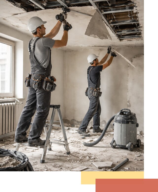 Демонтаж гипсокартонного потолка в Тейково быстро и аккуратно