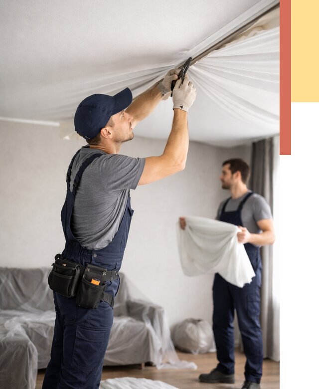 Демонтаж натяжного потолка в Тейково от 4893 руб. — снятие и разбор под ключ | ОТДЕЛОЧНИК-Ткв