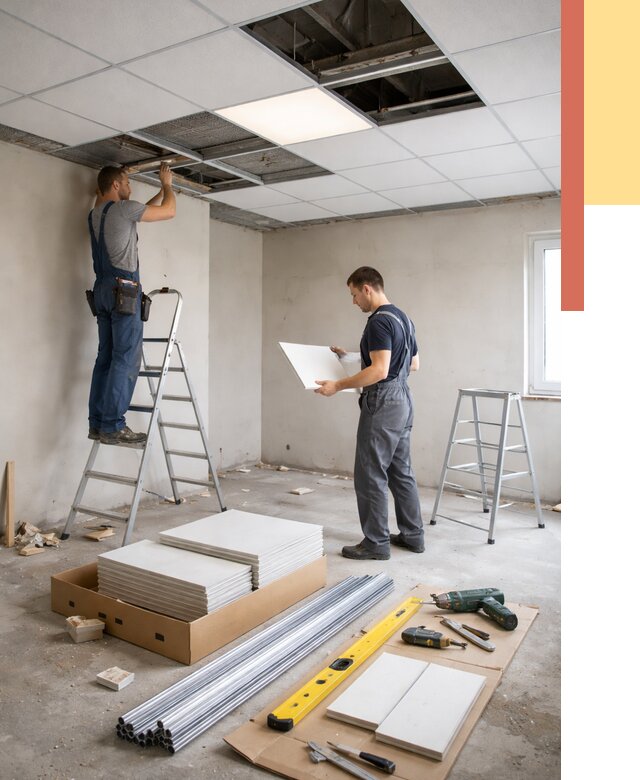 Монтаж потолка армстронг в Тейково от 4893 руб/м2 — быстрая установка под ключ | ОТДЕЛОЧНИК-Ткв