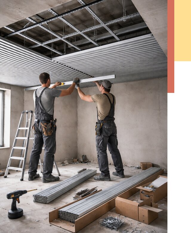 Монтаж реечного потолка в Тейково от 4893 руб. под ключ | ОТДЕЛОЧНИК-Ткв