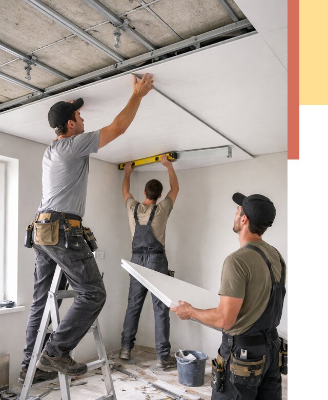 Монтаж потолка из ПВХ панелей в Тейково от 3806 руб./м2 — быстро и недорого | ОТДЕЛОЧНИК-Ткв