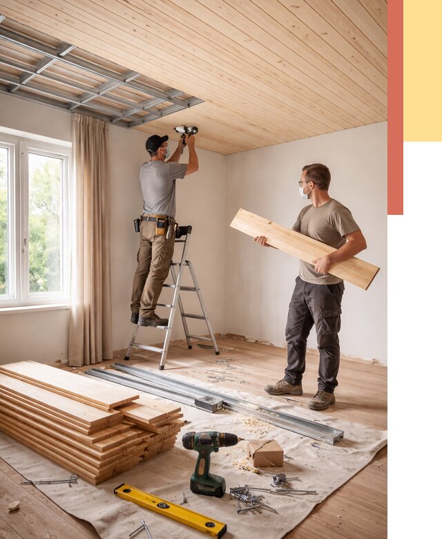 Монтаж потолка из вагонки в Тейково от 7067 руб. | Быстро и недорого — ОТДЕЛОЧНИК-Ткв