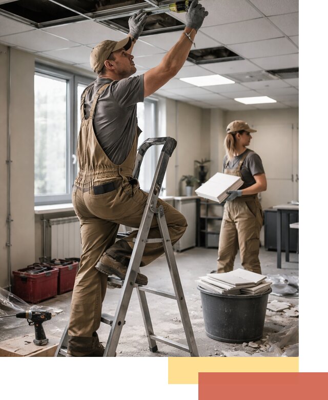 Ремонт потолка Армстронг и замена плит в Тейково