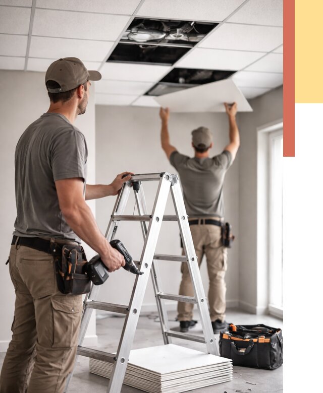 Обслуживание подвесного потолка в Тейково от 3806 руб. — быстро и недорого | ОТДЕЛОЧНИК-Ткв