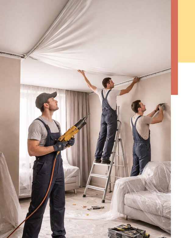 Установка натяжного потолка в Тейково от 4893 руб. | Быстро и недорого — ОТДЕЛОЧНИК-Ткв