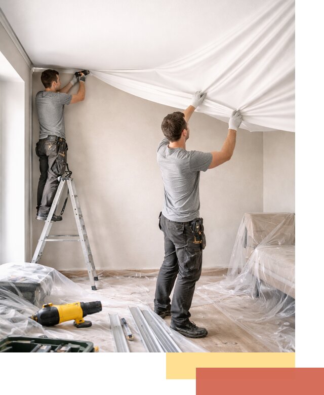 Монтаж тканевого натяжного потолка в Тейково недорого и быстро