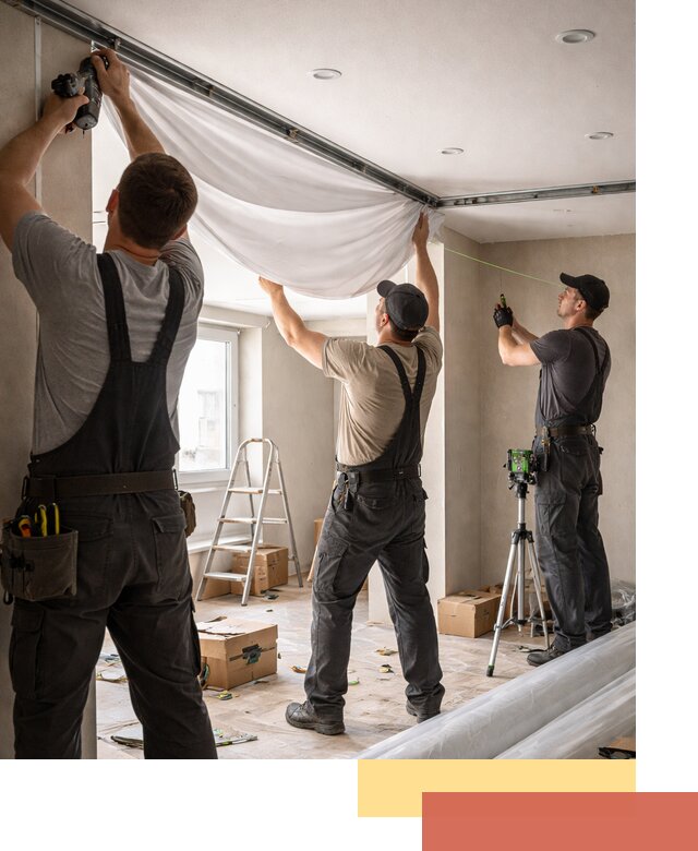 Монтаж парящего натяжного потолка под ключ в Тейково