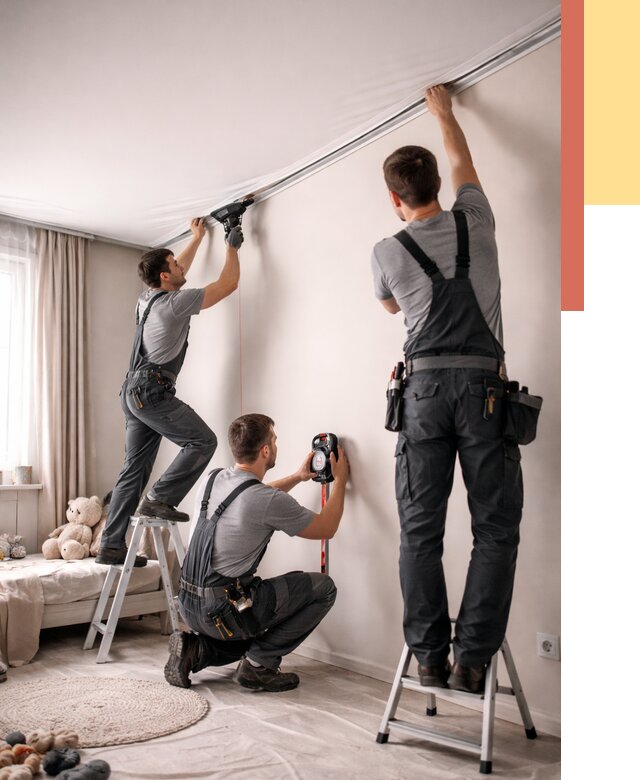 Монтаж натяжного потолка в детской в Тейково от 3806 руб. — быстро и недорого | ОТДЕЛОЧНИК-Ткв