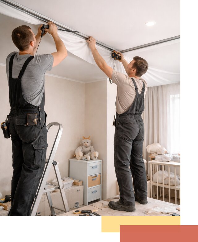 Монтаж натяжного потолка в детской комнате в Тейково