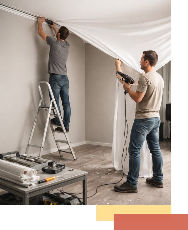 Монтаж натяжного потолка в студии в Тейково