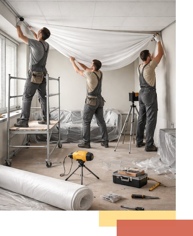 Монтаж натяжного потолка в офисе в Тейково