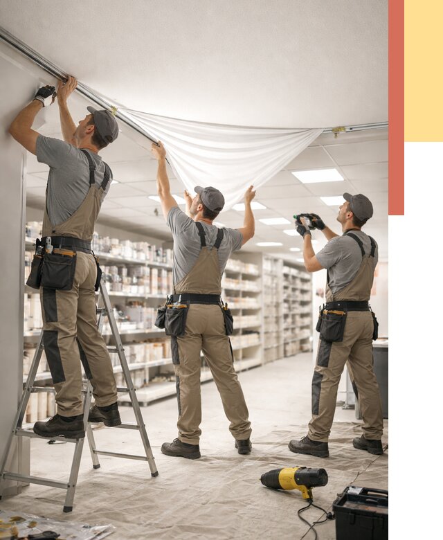 Монтаж натяжного потолка в магазине в Тейково от 4893 руб. быстро и недорого | ОТДЕЛОЧНИК-Ткв