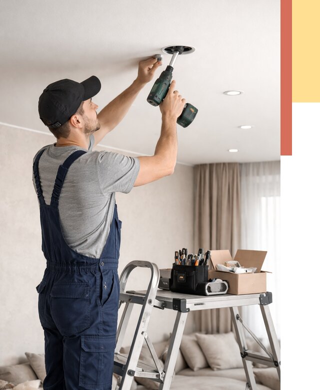 Установка и монтаж точечных светильников в натяжной потолок в Тейково от 1957 руб. | ОТДЕЛОЧНИК-Ткв